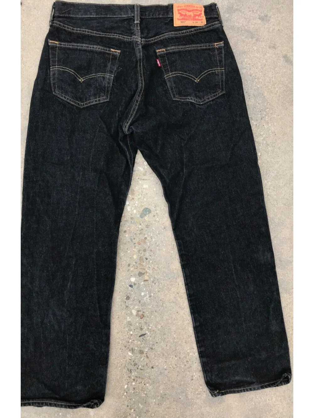 Levis 501 Jeans Mens 34x30 Black Denim Pants Button Fly Bold Dark Wash no Fading